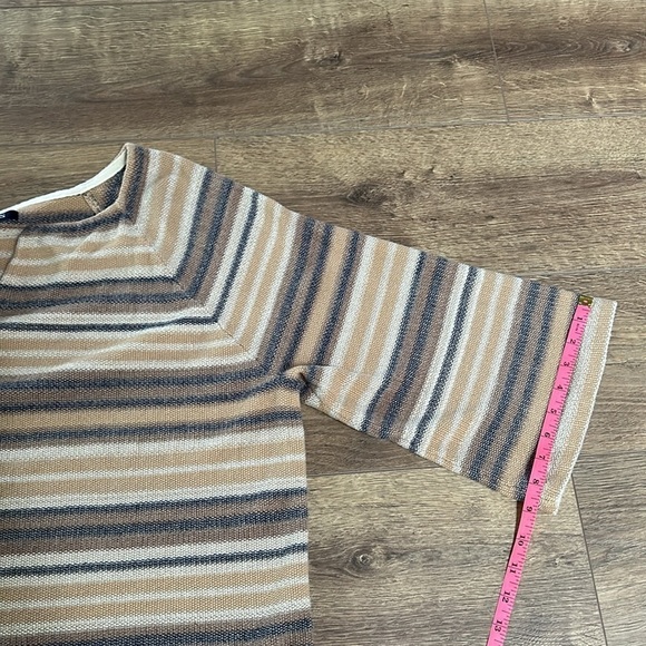 Chaps Womens 2X Striped Cotton Top Split Neck Flared Sleeve Boho Casual Fall - Picture 9 of 11